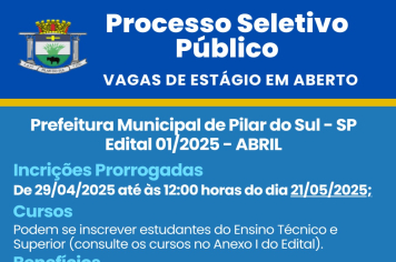 Processo Seletivo Público (Estágio) Inscrições Prorrogadas