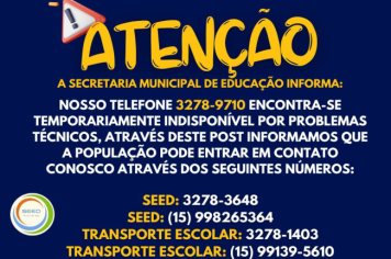 ATENÇÃO - NÚMEROS DE TELEFONES DA SEED