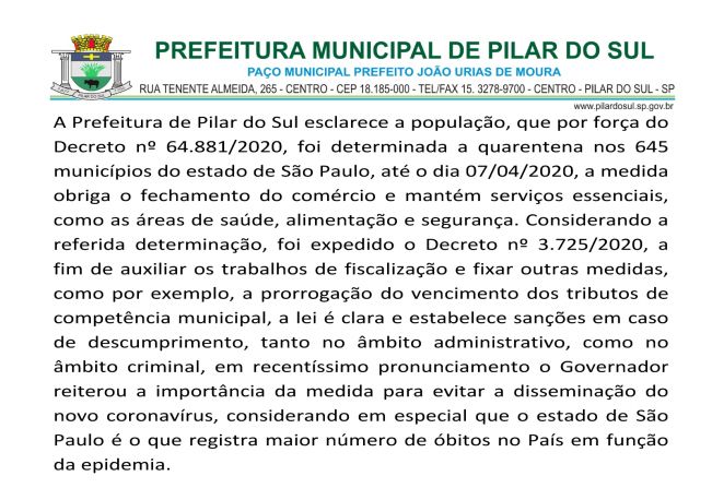 Nota de Esclarecimento a Populao