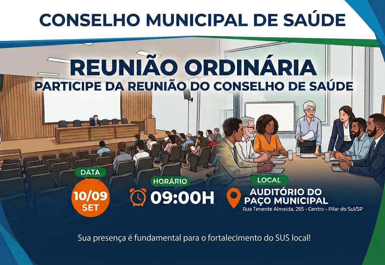 Reunião do Conselho de Saúde dia 10/09/2026 as 9h