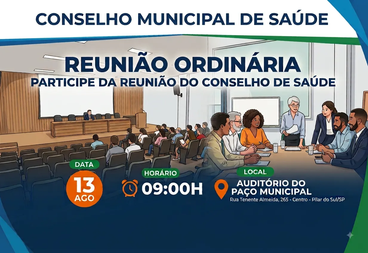 Reunião do Conselho de Saúde dia 13/08/2026 as 9h