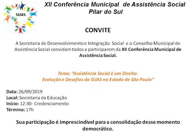 Convite para XII Conferncia Municipal de Assistncia Social