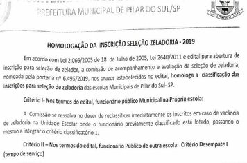  Homologao das inscries para Zeladoria 2019