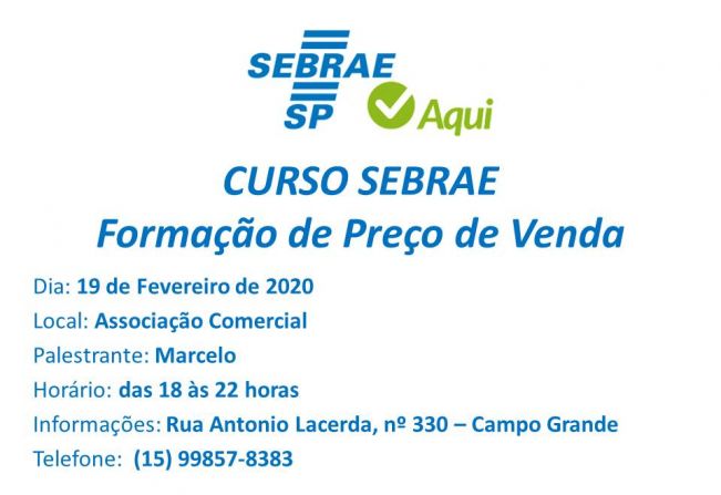Curso Sebrae Formao Preo de Venda 2020